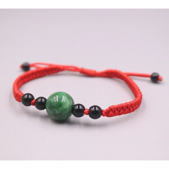 💗 Jade Beaded Macrame Bracelet 7”-8” adjustable NEW - Picture 2 of 5